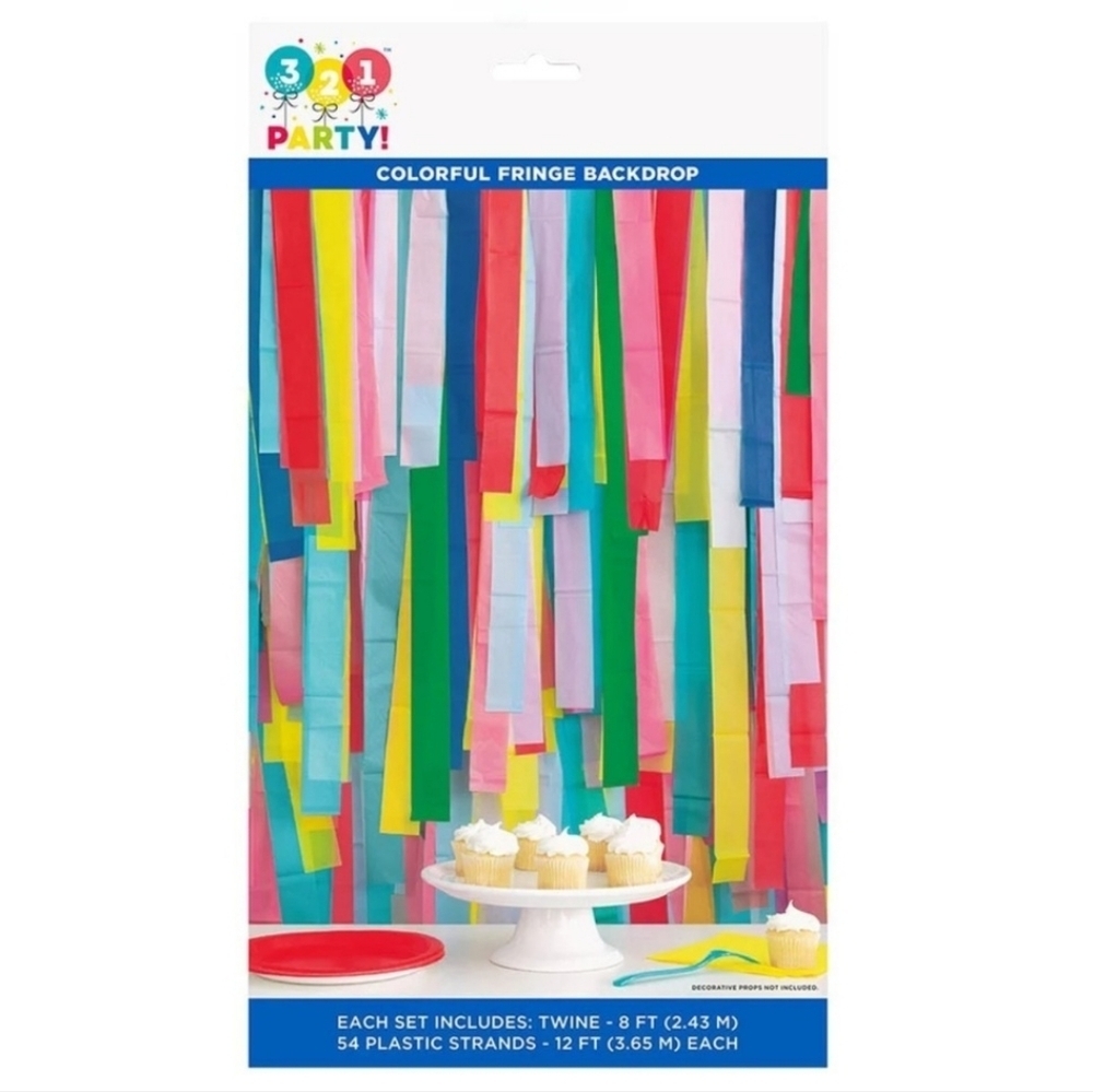 321 Party! Rainbow Colorful Fringe Backdrop Kit